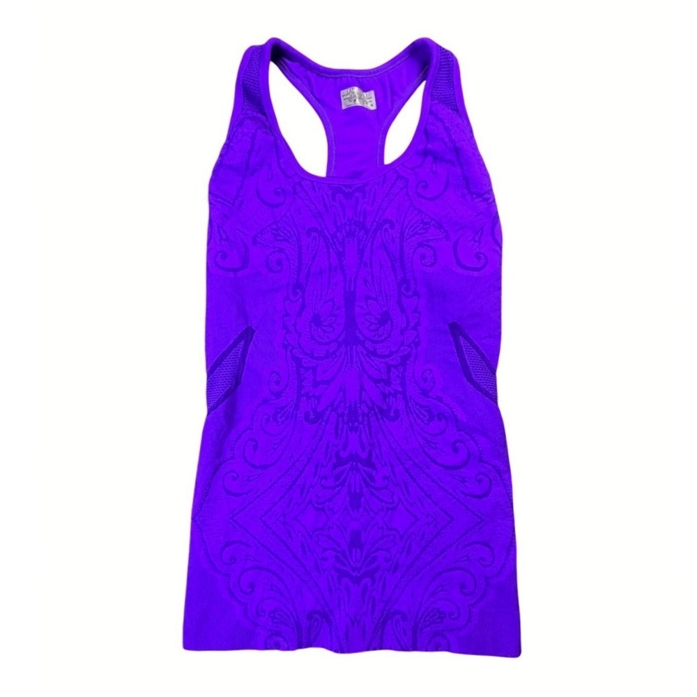 Athleta Womens Purple Jacquard Mandala Racerback Performance Stretch‎ Tank Top M